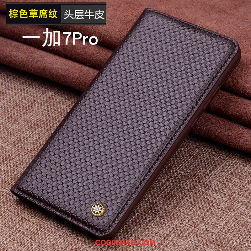 Étui Oneplus 7 Pro Protection Cuir Véritable Membrane, Coque Oneplus 7 Pro En Cuir Incassable Braun