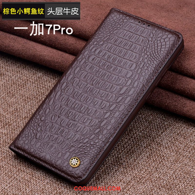 Étui Oneplus 7 Pro Protection Cuir Véritable Membrane, Coque Oneplus 7 Pro En Cuir Incassable Braun