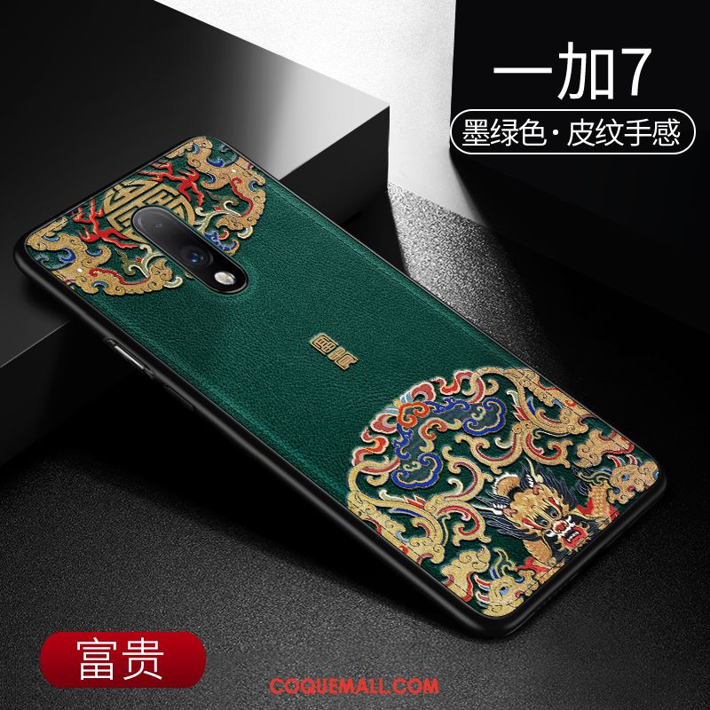 Étui Oneplus 7 Téléphone Portable Incassable Créatif, Coque Oneplus 7 Cuir Style Chinois