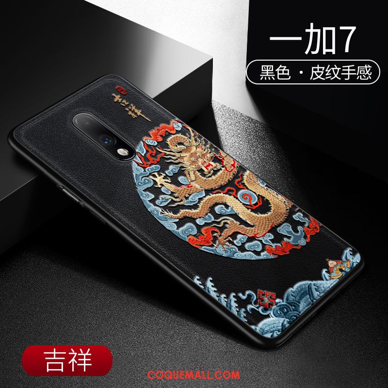 Étui Oneplus 7 Téléphone Portable Incassable Créatif, Coque Oneplus 7 Cuir Style Chinois