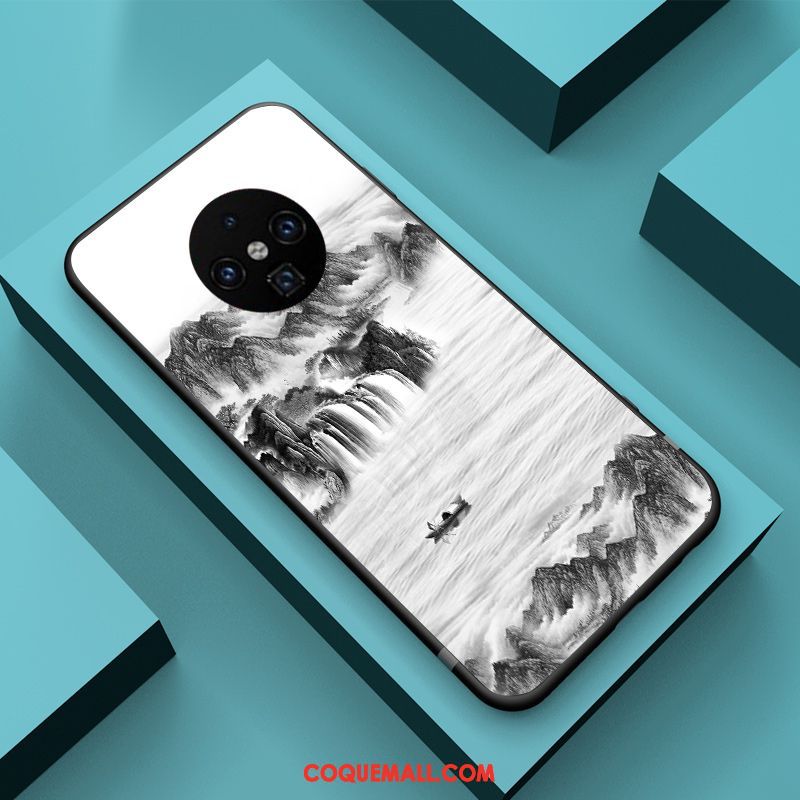 Étui Oneplus 7t Créatif Noir Gaufrage, Coque Oneplus 7t Style Chinois Vent