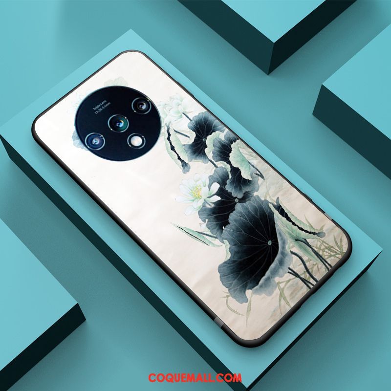 Étui Oneplus 7t Créatif Noir Gaufrage, Coque Oneplus 7t Style Chinois Vent