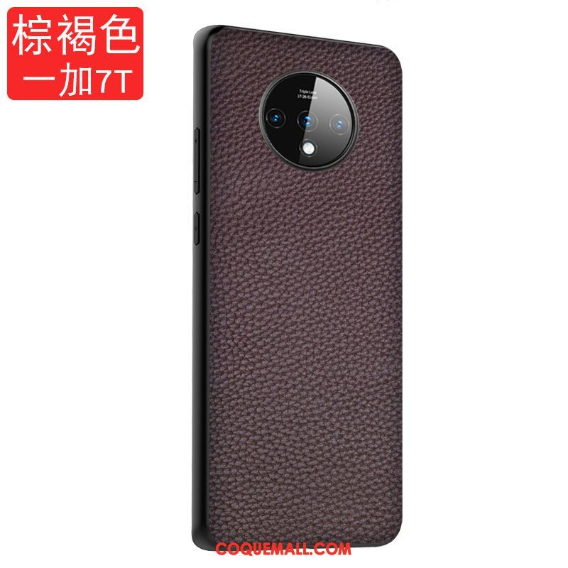 Étui Oneplus 7t Cuir Véritable Tout Compris Noir, Coque Oneplus 7t Protection Incassable