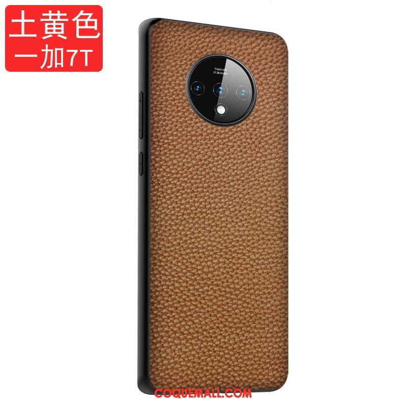 Étui Oneplus 7t Cuir Véritable Tout Compris Noir, Coque Oneplus 7t Protection Incassable