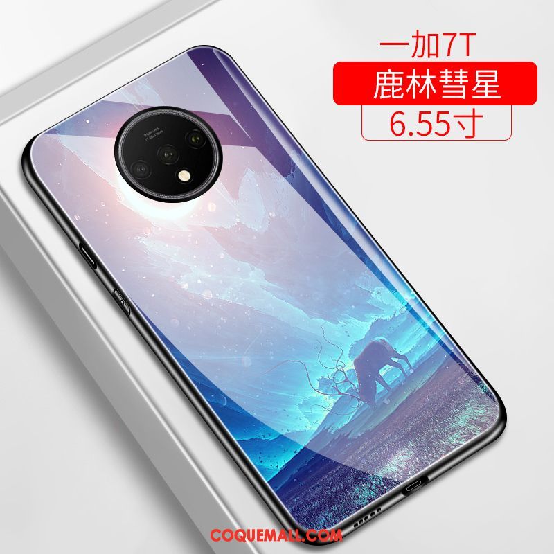 Étui Oneplus 7t Miroir Verre Difficile, Coque Oneplus 7t Ciel Étoilé Net Rouge