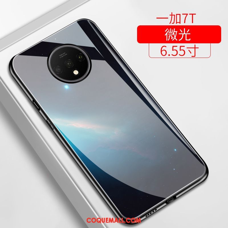 Étui Oneplus 7t Miroir Verre Difficile, Coque Oneplus 7t Ciel Étoilé Net Rouge