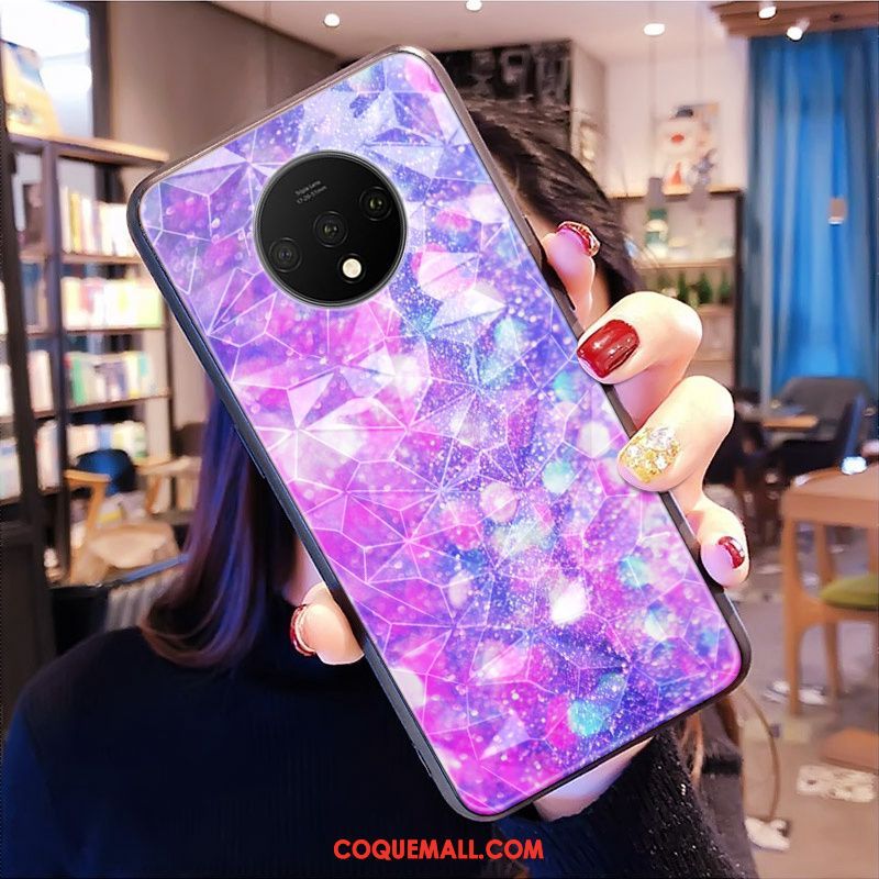 Étui Oneplus 7t Net Rouge Protection Violet, Coque Oneplus 7t Téléphone Portable Modèle Fleurie