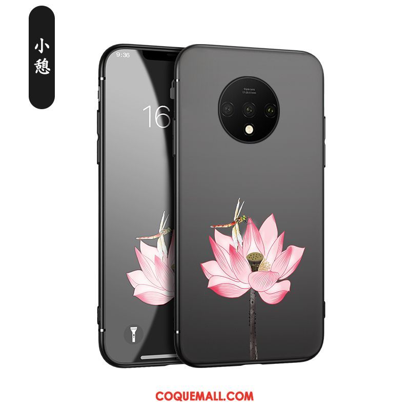 Étui Oneplus 7t Noir Délavé En Daim Protection, Coque Oneplus 7t Téléphone Portable Tout Compris