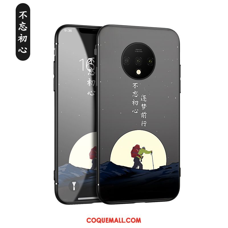 Étui Oneplus 7t Noir Délavé En Daim Protection, Coque Oneplus 7t Téléphone Portable Tout Compris