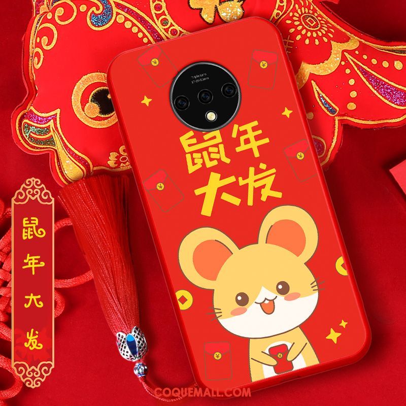 Étui Oneplus 7t Personnalité Fluide Doux Peinture, Coque Oneplus 7t Rouge Nouveau