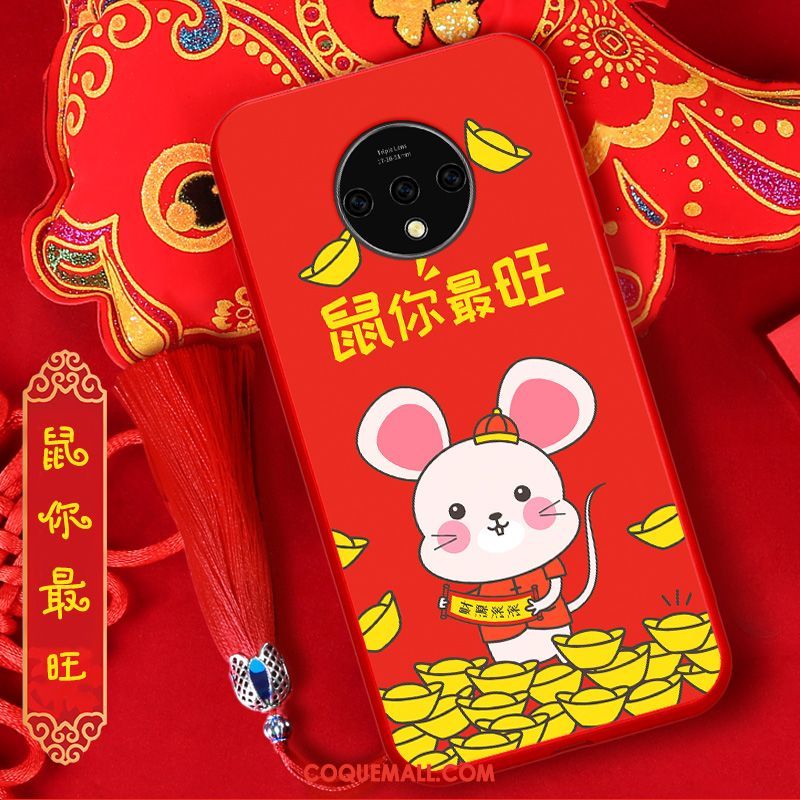 Étui Oneplus 7t Personnalité Fluide Doux Peinture, Coque Oneplus 7t Rouge Nouveau