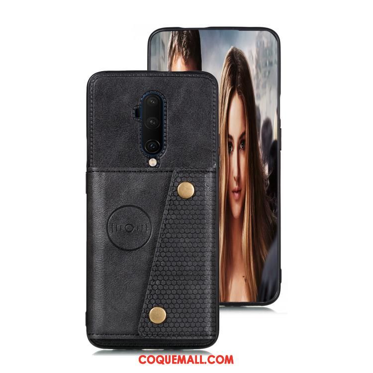 Étui Oneplus 7t Pro Carte En Cuir Protection, Coque Oneplus 7t Pro Téléphone Portable Rouge