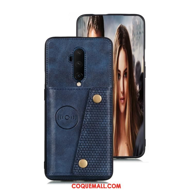 Étui Oneplus 7t Pro Carte En Cuir Protection, Coque Oneplus 7t Pro Téléphone Portable Rouge