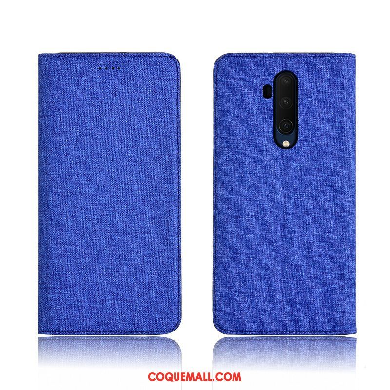 Étui Oneplus 7t Pro Clamshell Cuir Véritable Protection, Coque Oneplus 7t Pro En Cuir Lin