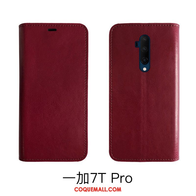 Étui Oneplus 7t Pro Cuir Véritable Protection Téléphone Portable, Coque Oneplus 7t Pro Incassable Bovins Braun