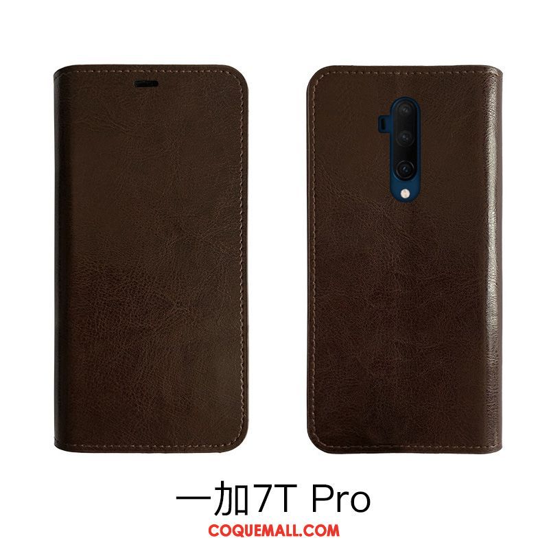 Étui Oneplus 7t Pro Cuir Véritable Protection Téléphone Portable, Coque Oneplus 7t Pro Incassable Bovins Braun