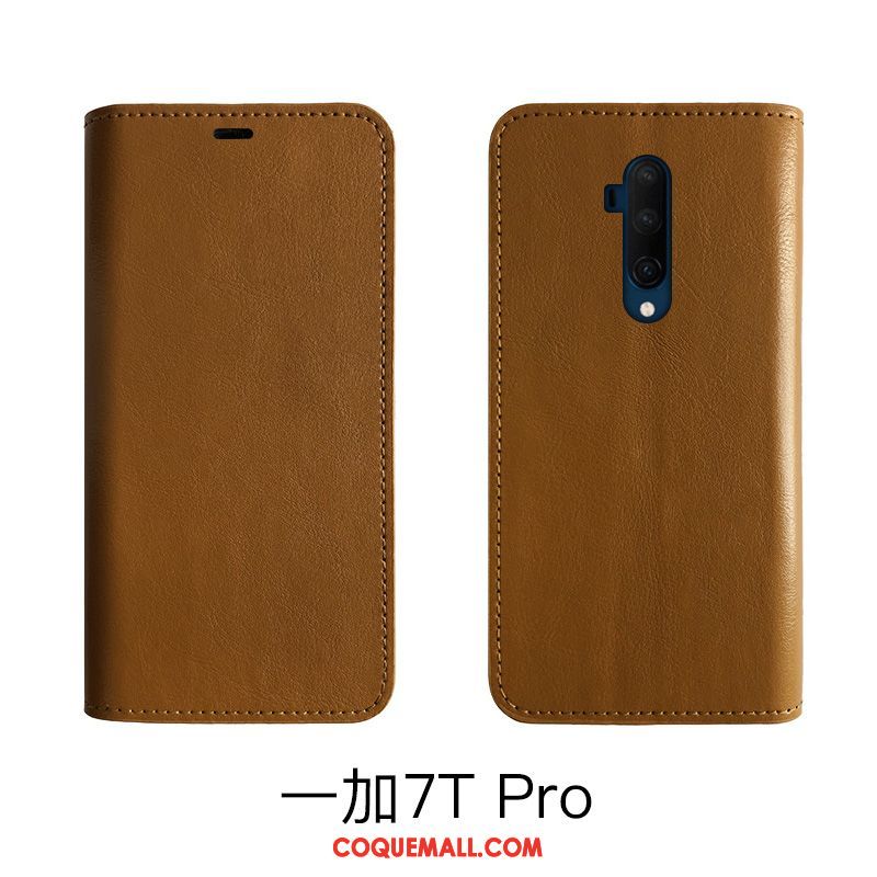 Étui Oneplus 7t Pro Cuir Véritable Protection Téléphone Portable, Coque Oneplus 7t Pro Incassable Bovins Braun