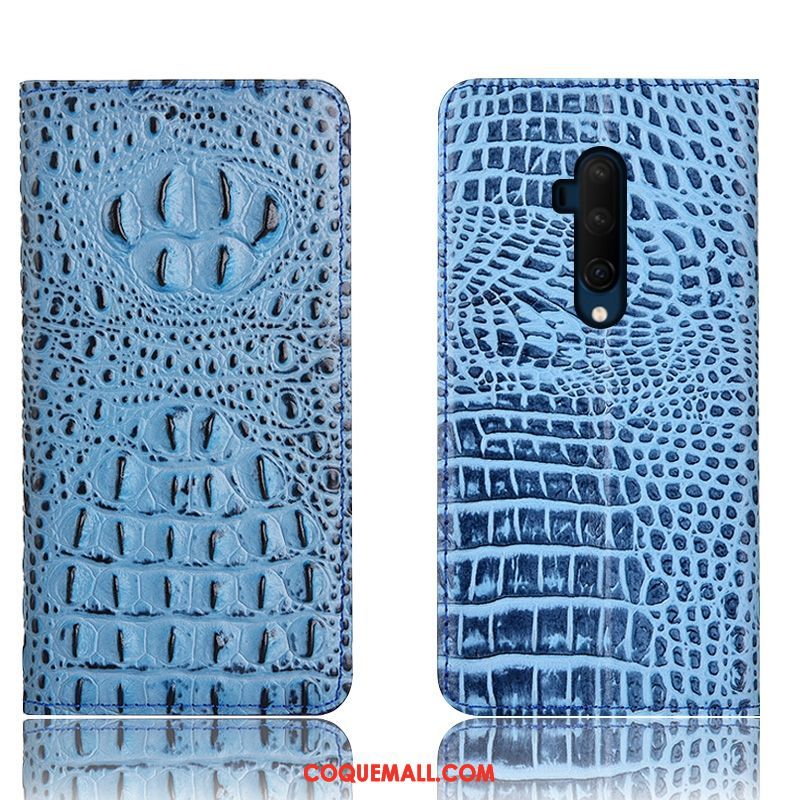Étui Oneplus 7t Pro Incassable Crocodile Noir, Coque Oneplus 7t Pro En Cuir Téléphone Portable