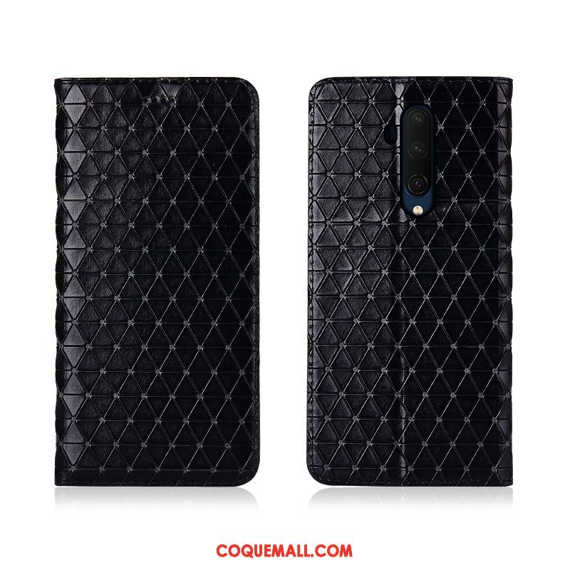 Étui Oneplus 7t Pro Plaid Cuir Véritable En Cuir, Coque Oneplus 7t Pro Fluide Doux Téléphone Portable Braun