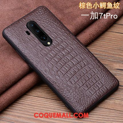 Étui Oneplus 7t Pro Protection Très Mince Cuir Véritable, Coque Oneplus 7t Pro En Cuir Téléphone Portable Braun