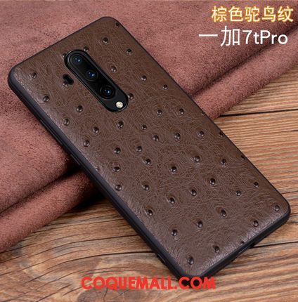 Étui Oneplus 7t Pro Protection Très Mince Cuir Véritable, Coque Oneplus 7t Pro En Cuir Téléphone Portable Braun