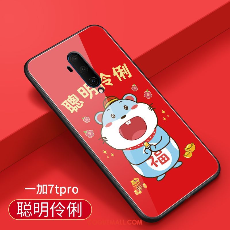 Étui Oneplus 7t Pro Tout Compris Nouveau Rouge, Coque Oneplus 7t Pro Marque De Tendance Verre