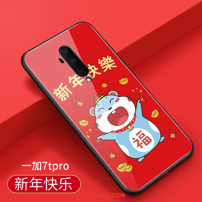 Étui Oneplus 7t Pro Tout Compris Nouveau Rouge, Coque Oneplus 7t Pro Marque De Tendance Verre