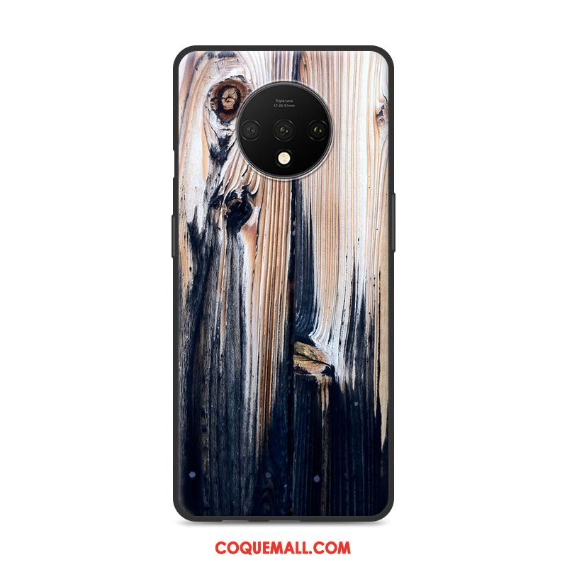 Étui Oneplus 7t Protection Créatif Simple, Coque Oneplus 7t Grain De Bois Gris