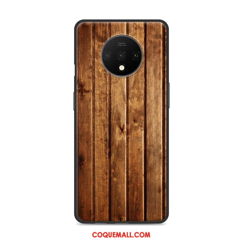 Étui Oneplus 7t Protection Créatif Simple, Coque Oneplus 7t Grain De Bois Gris