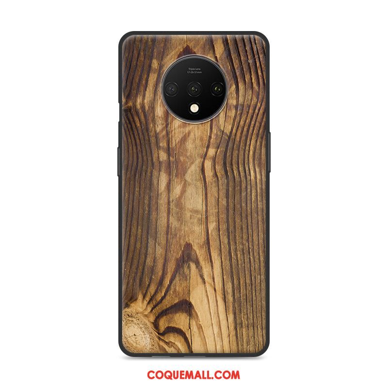 Étui Oneplus 7t Protection Créatif Simple, Coque Oneplus 7t Grain De Bois Gris