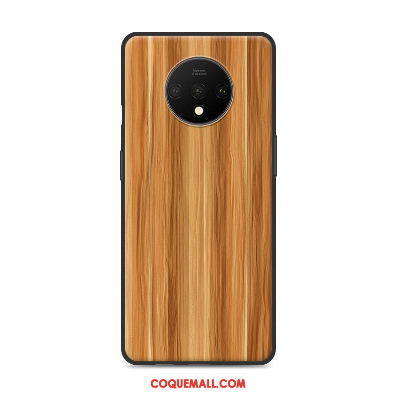 Étui Oneplus 7t Protection Créatif Simple, Coque Oneplus 7t Grain De Bois Gris