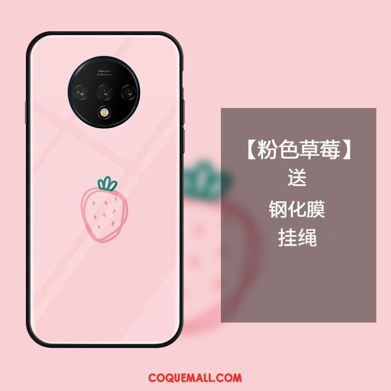 Étui Oneplus 7t Rose Petit Verre, Coque Oneplus 7t Frais Incassable