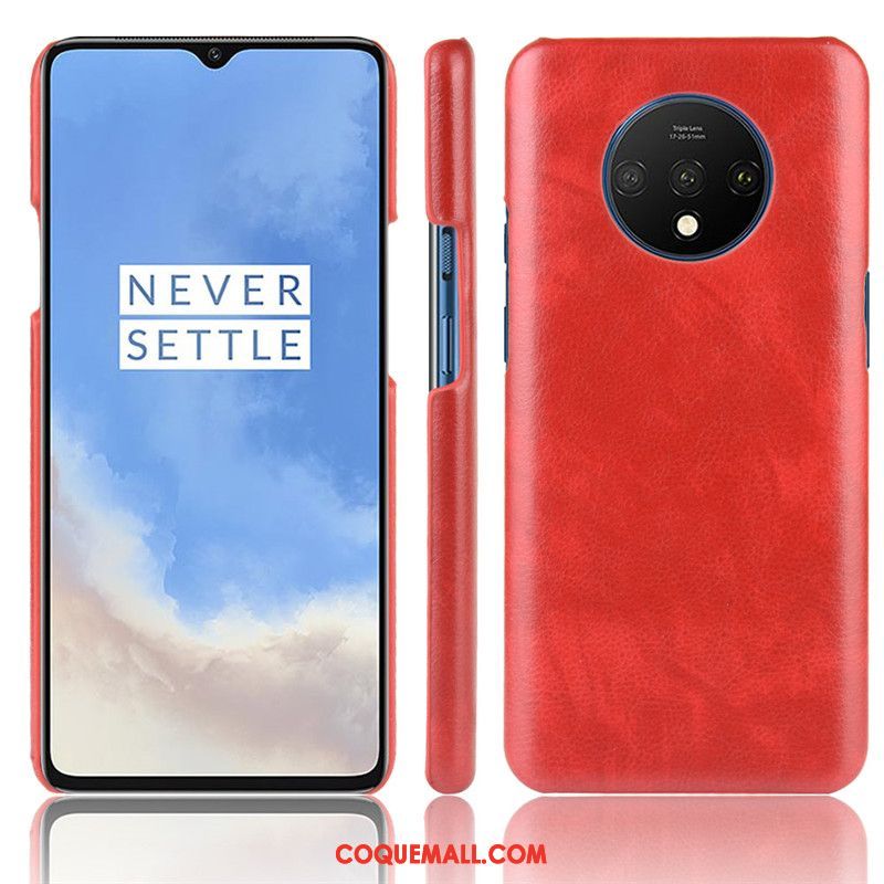 Étui Oneplus 7t Rouge Téléphone Portable Sac, Coque Oneplus 7t Cuir Difficile