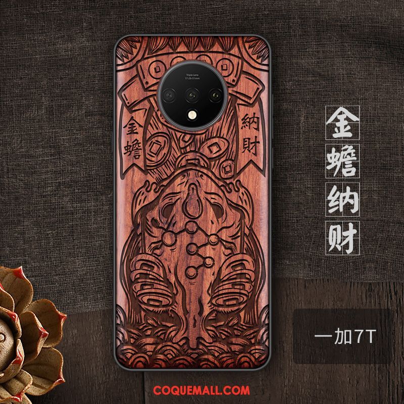 Étui Oneplus 7t Style Chinois Personnalité Bois Massif, Coque Oneplus 7t Tendance Téléphone Portable Braun