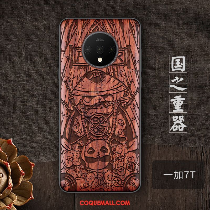 Étui Oneplus 7t Style Chinois Personnalité Bois Massif, Coque Oneplus 7t Tendance Téléphone Portable Braun