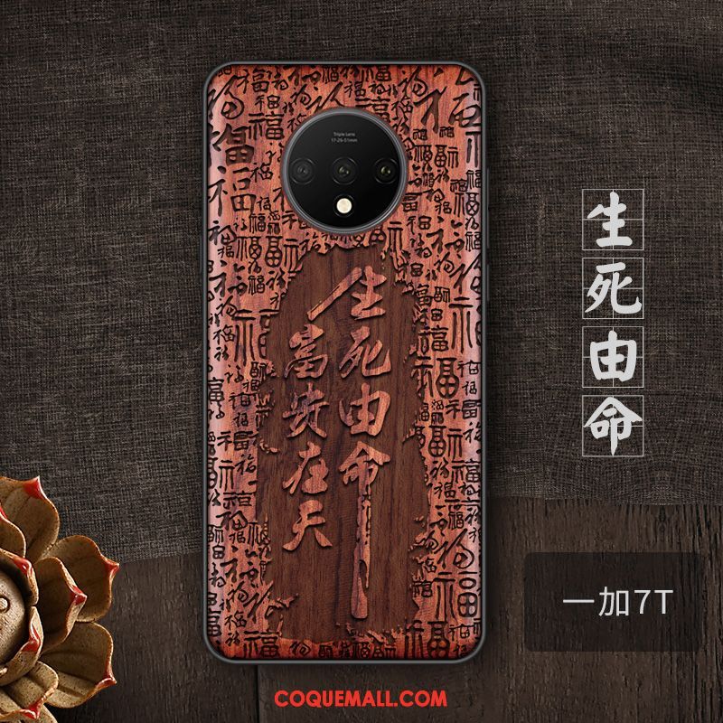Étui Oneplus 7t Style Chinois Personnalité Bois Massif, Coque Oneplus 7t Tendance Téléphone Portable Braun