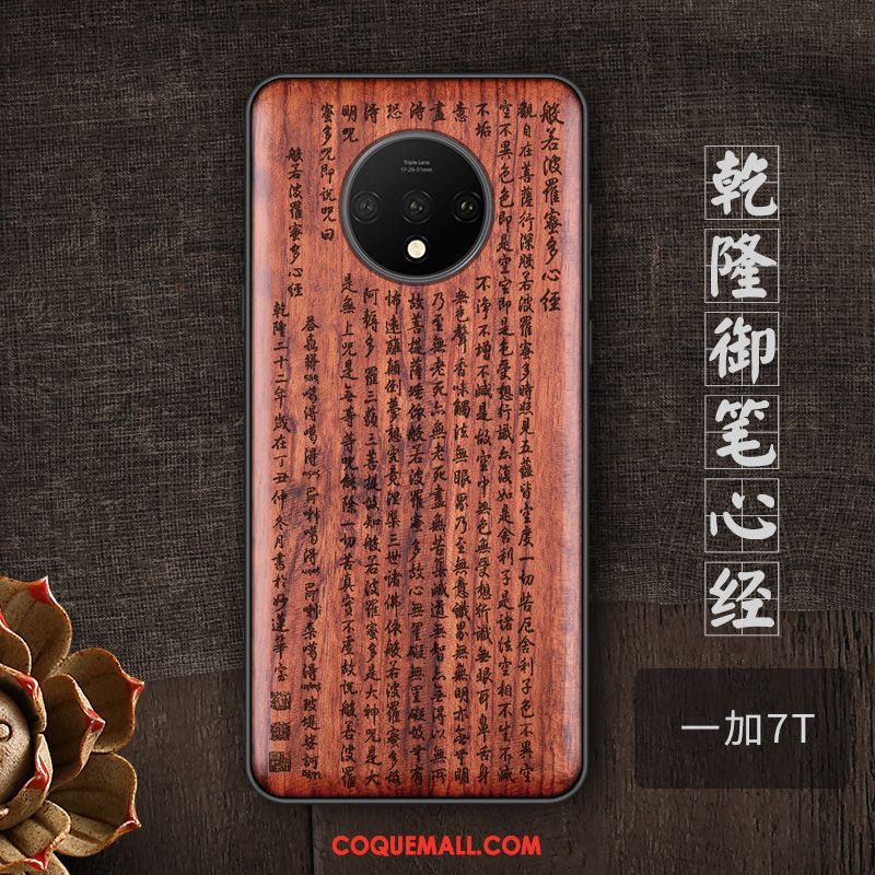 Étui Oneplus 7t Style Chinois Personnalité Bois Massif, Coque Oneplus 7t Tendance Téléphone Portable Braun