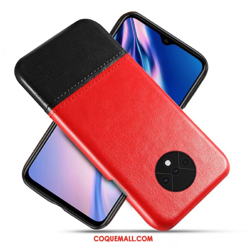 Étui Oneplus 7t Tendance Cuir Couture Couleurs, Coque Oneplus 7t Téléphone Portable Qualité