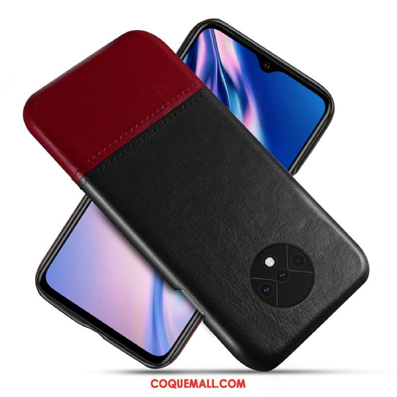 Étui Oneplus 7t Tendance Cuir Couture Couleurs, Coque Oneplus 7t Téléphone Portable Qualité