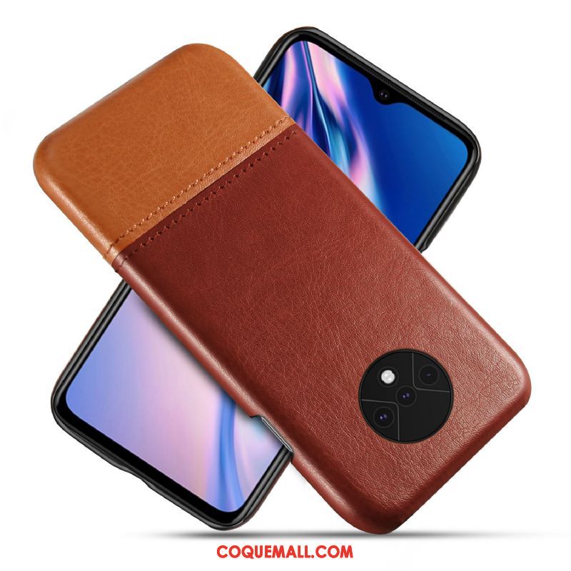 Étui Oneplus 7t Tendance Cuir Couture Couleurs, Coque Oneplus 7t Téléphone Portable Qualité