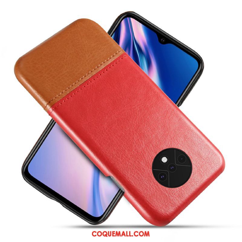 Étui Oneplus 7t Tendance Cuir Couture Couleurs, Coque Oneplus 7t Téléphone Portable Qualité