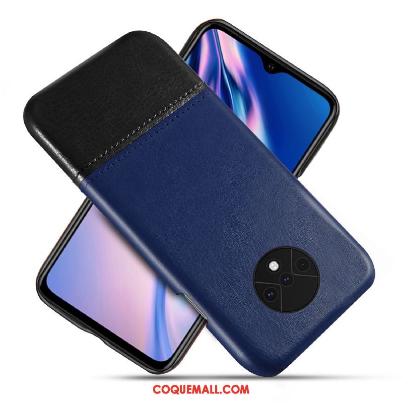 Étui Oneplus 7t Tendance Cuir Couture Couleurs, Coque Oneplus 7t Téléphone Portable Qualité