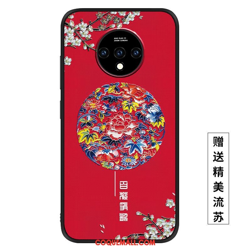 Étui Oneplus 7t Tout Compris Personnalité Vent, Coque Oneplus 7t Violet Net Rouge