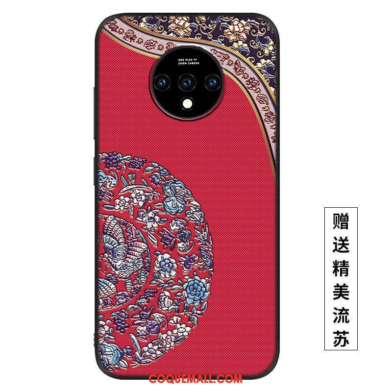 Étui Oneplus 7t Tout Compris Personnalité Vent, Coque Oneplus 7t Violet Net Rouge