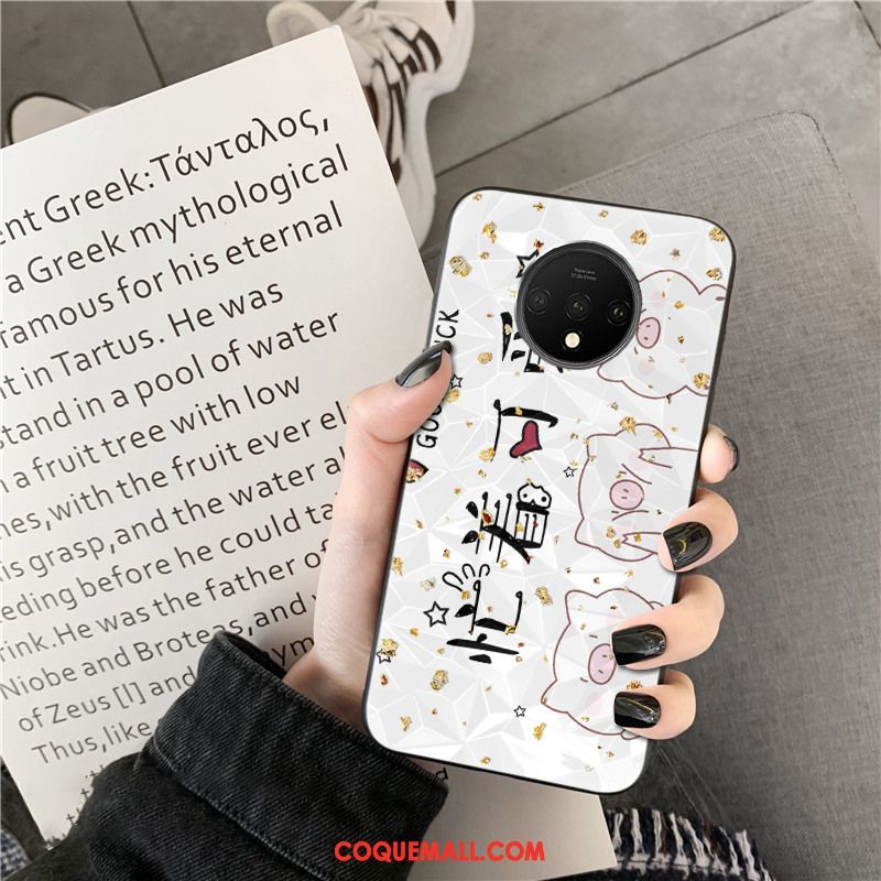 Étui Oneplus 7t Téléphone Portable Losange Noir, Coque Oneplus 7t Fluide Doux Amoureux