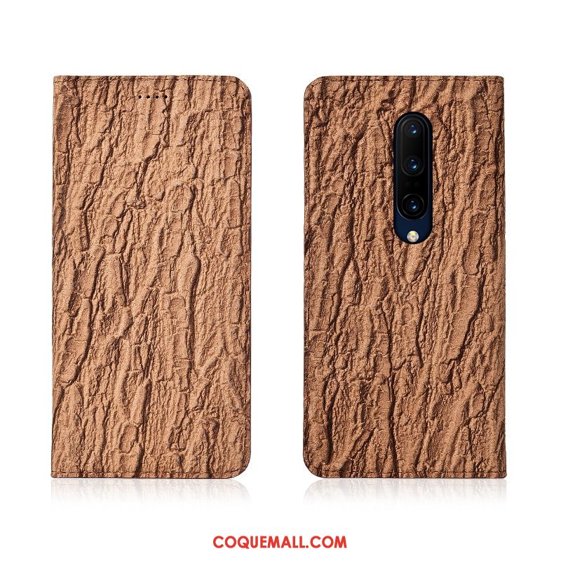 Étui Oneplus 8 Cuir Véritable Clamshell Arbres, Coque Oneplus 8 Téléphone Portable Incassable