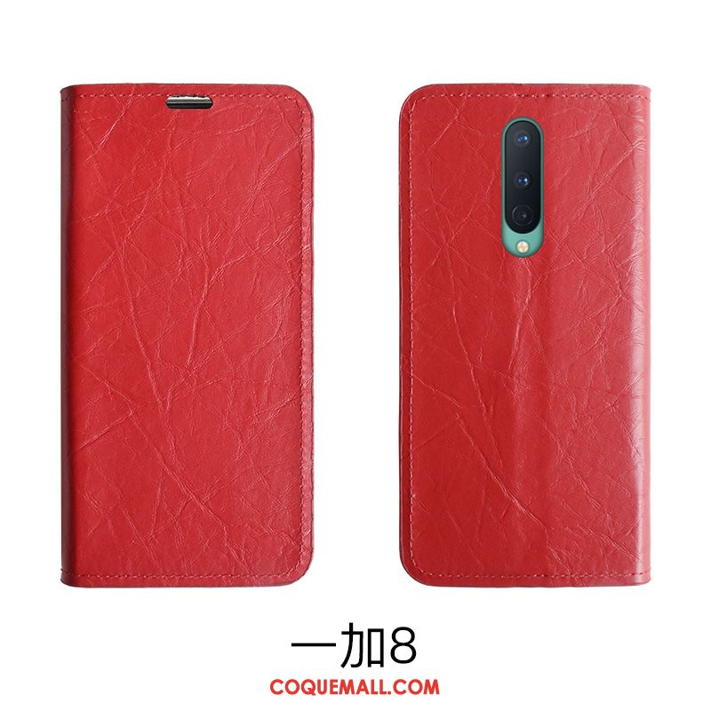 Étui Oneplus 8 En Cuir Incassable Protection, Coque Oneplus 8 Carte Rouge