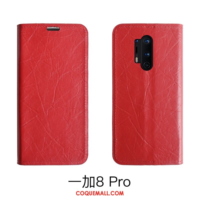 Étui Oneplus 8 En Cuir Incassable Protection, Coque Oneplus 8 Carte Rouge