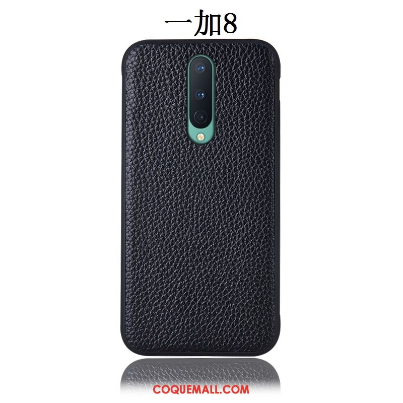 Étui Oneplus 8 Litchi Incassable Rouge, Coque Oneplus 8 Modèle Fleurie En Cuir