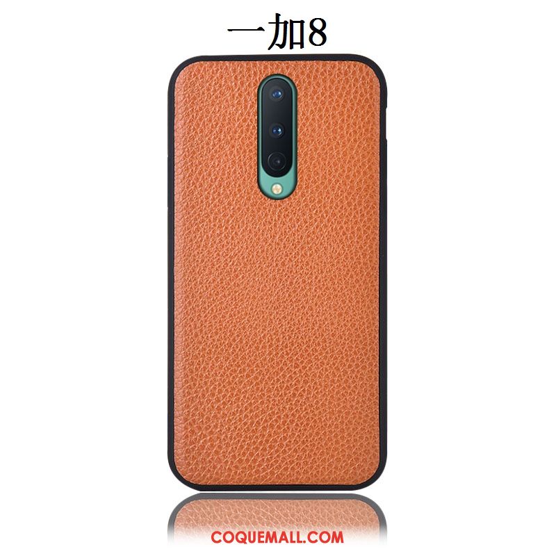 Étui Oneplus 8 Litchi Incassable Rouge, Coque Oneplus 8 Modèle Fleurie En Cuir